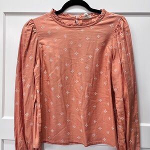 Boutique Style. a.n.a Peach Embroidered Long Sleeve Blouse